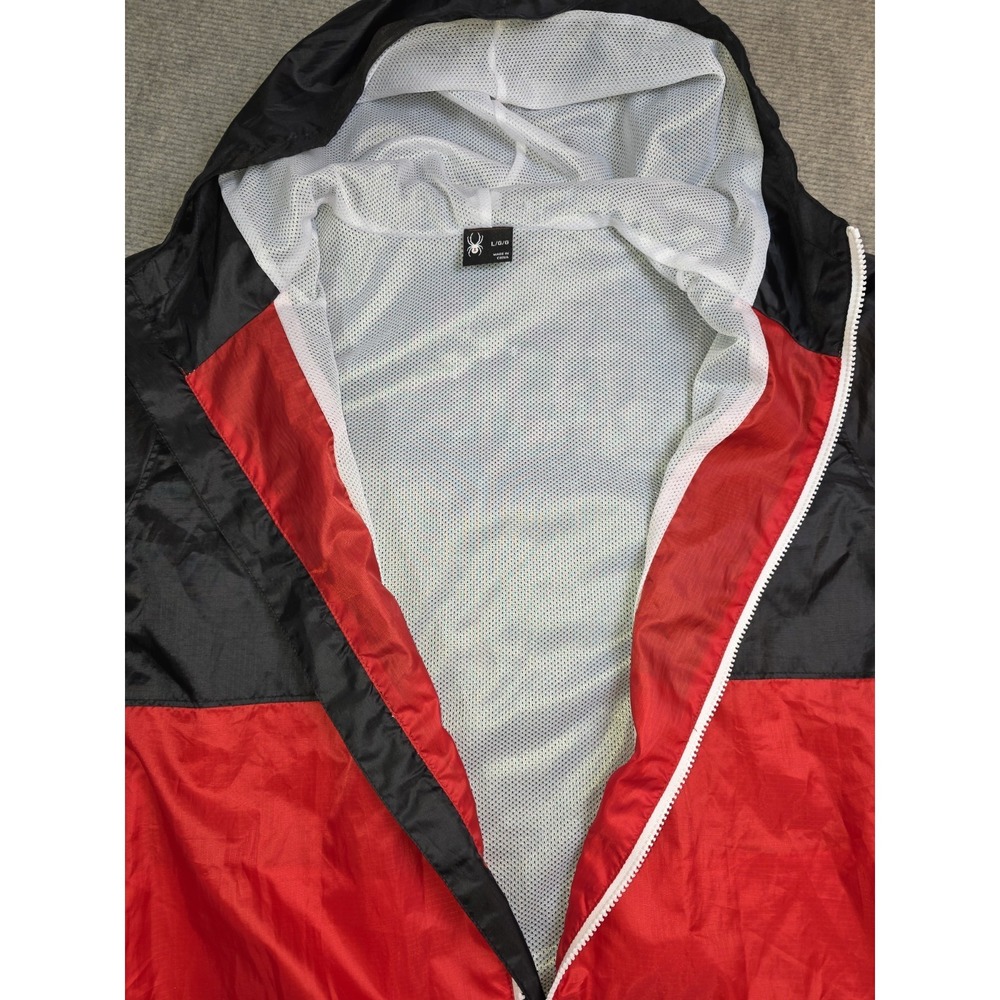 Spyder Men's L Black Red Logo Water Resistant Hooded Windbreaker Mesh Lined - Picture 7 of 12